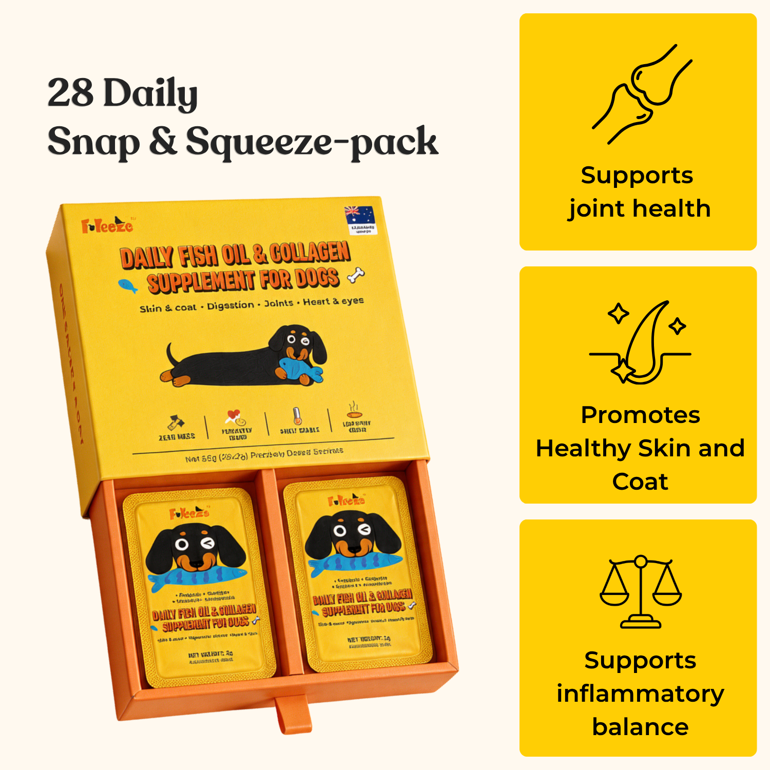No Fridge. No Mess. — Fureeze® Snap-pack Daily Fish Oil & Collagen Supplement For Dogs